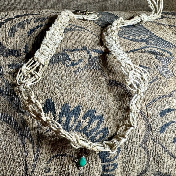 1990’s Macrame necklace with Malachite and silver pendant. - Picture 3 of 13